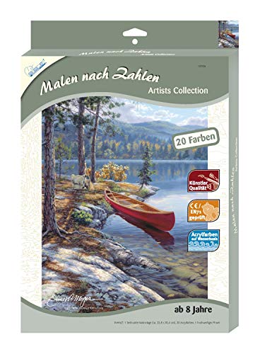 Mammut Spiel & Geschenk 107004 - Malen nach Zahlen Artists Collection - Boot am See, ca. 22,8 x 30,4 cm von Mammut Spiel & Geschenk