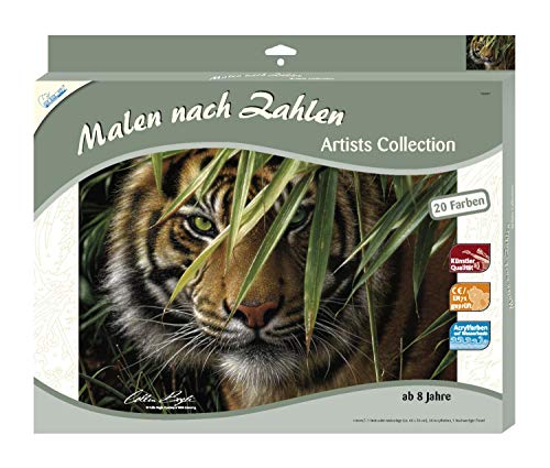Mammut Spiel & Geschenk 108007 - Malen nach Zahlen Artists, Tiermotiv Tiger, Komplettset mit bedruckter Malvorlage im A3 Format, 20 Acrylfarben und Pinsel, großes Malset für Kinder ab 10 Jahre Mammut Spiel & Geschenk 108007 - Malen nach Zahlen Artists, Tiermotiv Tiger, Komplettset mit bedruckter Malvorlage im A3 Format, 20 Acrylfarben und Pinsel, großes Malset für Kinder ab 10 Jahre von Mammut Spiel & Geschenk