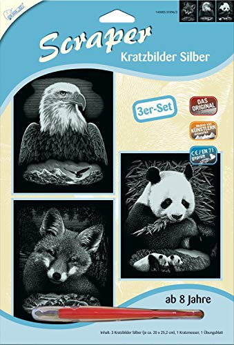 Mammut Spiel & Geschenk 140005 Kratzbilder, Motive Wildtiere, Silber, glänzend, Komplettset mit 3 Kratzbildern&Kratzmesser&Übungsblatt, Scraper, Scratch, Kritzel, Kratzset für Kinder ab 8 Jahre Mammut Spiel & Geschenk 140005 Kratzbilder, Motive Wildtiere, Silber, glänzend, Komplettset mit 3 Kratzbildern&Kratzmesser&Übungsblatt, Scraper, Scratch, Kritzel, Kratzset für Kinder ab 8 Jahre von Mammut Spiel & Geschenk