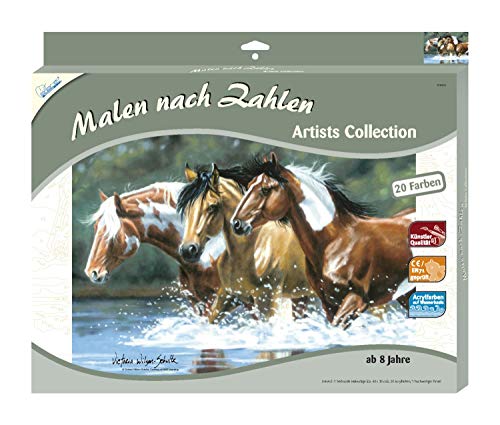 MAMMUT 108003 - Malen nach Zahlen Artists, Tiermotiv Pferde, Komplettset mit bedruckter Malvorlage im A3 Format, 20 Acrylfarben und Pinsel, großes Malset für Kinder ab 8 Jahre MAMMUT 108003 - Malen nach Zahlen Artists, Tiermotiv Pferde, Komplettset mit bedruckter Malvorlage im A3 Format, 20 Acrylfarben und Pinsel, großes Malset für Kinder ab 8 Jahre von Mammut Spiel & Geschenk