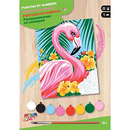 Mammut 8222005 SEQUIN ART Malen nach Zahlen Flamingo, Komplettset mit Farben, Pinsel, Vorlage udn Anleitung, alset für Kinder ab 8 Jahre von Sequin Art