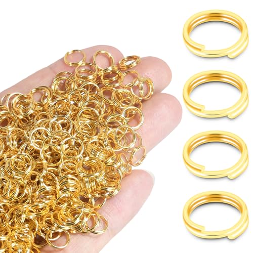 Kleine Schlüsselringe für Schmuckherstellung, 8 mm, 300 Stück, goldfarben, doppelte Schlaufen, geteilte Biegeringe, Halsketten, Armbänder, Ohrringe, Metall-Mini-Schlüsselanhänger, Bastelzubehör Kleine Schlüsselringe für Schmuckherstellung, 8 mm, 300 Stück, goldfarben, doppelte Schlaufen, geteilte Biegeringe, Halsketten, Armbänder, Ohrringe, Metall-Mini-Schlüsselanhänger, Bastelzubehör von ManTangSun