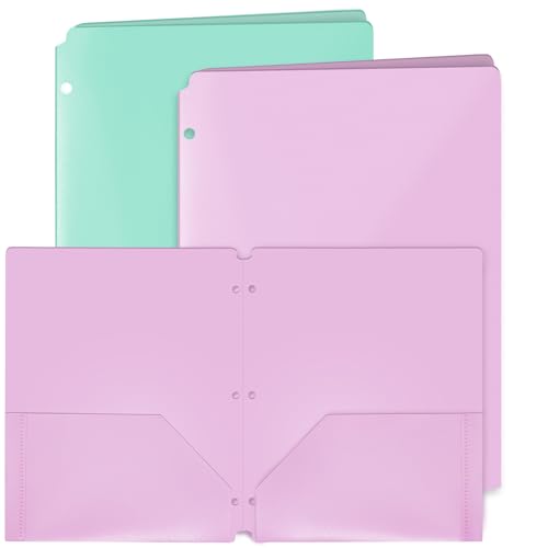 2 Taschenmappen, robuste Taschen-Ordner, strapazierfähige Poly-Ordner mit zwei Taschen für 3-Ringordner, für Papiere, Akten, Dokumente, 29,8 x 24,1 cm, farbige Kunststoff-Ordner – (2 Stück) von Manaloom