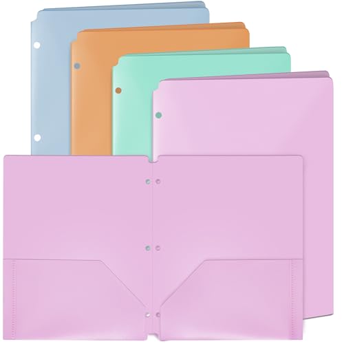 2 Taschenmappen, robuste Taschen-Ordner, strapazierfähige Poly-Ordner mit zwei Taschen für 3-Ringordner, für Papiere, Akten, Dokumente, 29,8 x 24,1 cm, farbige Kunststoff-Ordner – (4 Stück) von Manaloom