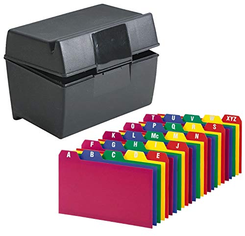 Karteihalter, Karteikarten-Aufbewahrungsbox für bis zu 300 Karten à 10 x 15 cm, mit Polykarten-Hilfslinien A-Z, 10,2 x 15,2 cm, Vorteilspack von Manaloom