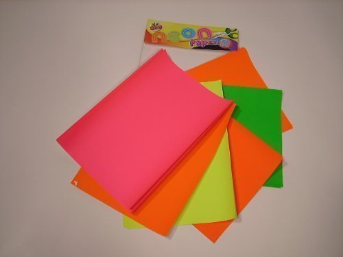 50 Stück A4 Bögen, fluoreszierend, Neonfarben von Manchester Stationery