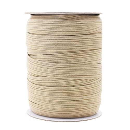 Mandala Crafts 12 mm 20 Yds Rolle khakifarbene Gummibänder 1/2 flache elastische Schnur – 3,5 cm geflochtene Stretchbänder zum Nähen und Basteln von Mandala Crafts