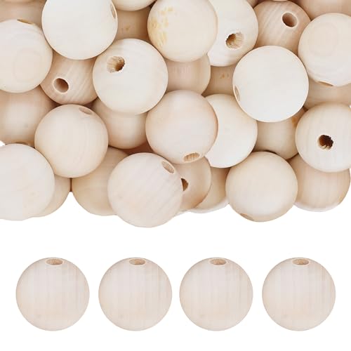 Mandala Crafts 20 runde riesige Holzperlen für Makramee-Zubehör, 40 mm, unlackierte Naturholzperlen mit Löchern für die Schmuckherstellung, Girlande Mandala Crafts 20 runde riesige Holzperlen für Makramee-Zubehör, 40 mm, unlackierte Naturholzperlen mit Löchern für die Schmuckherstellung, Girlande von Mandala Crafts