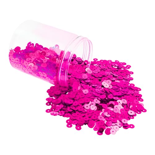 Mandala Crafts 20.000 Hot Pink Pailletten zum Basteln DIY – 6 mm runde flache Pailletten, lose Pailletten in Großpackung zum Nähen und Sticken – glänzende Bastelspangles mit Löchern für Heimdekoration von Mandala Crafts
