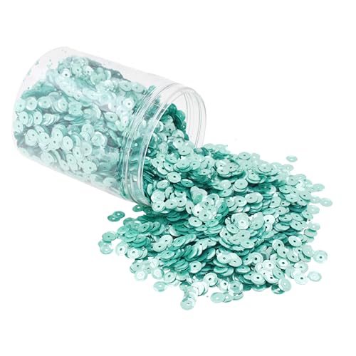 Mandala Crafts 20.000 Minz-Pailletten zum Basteln, 6 mm, runde Pailletten, lose Pailletten in Großpackung zum Nähen, Sticken, glänzende Bastelspangles mit Löchern für Party und Heimdekoration von Mandala Crafts