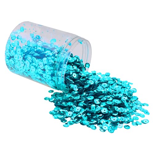 Mandala Crafts 20.000 blaugrüne Pailletten zum Basteln, 6 mm, runde Pailletten, lose Pailletten in Großpackung zum Nähen, Sticken, glänzende Bastelspangles mit Löchern für Party und Heimdekoration von Mandala Crafts