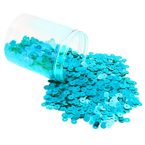 Mandala Crafts 20.000 blaugrüne Pailletten zum Basteln – 6 mm runde flache Pailletten, lose Pailletten in Großpackung zum Nähen und Sticken, glänzende Bastelspangles mit Löchern für Heimdekoration von Mandala Crafts