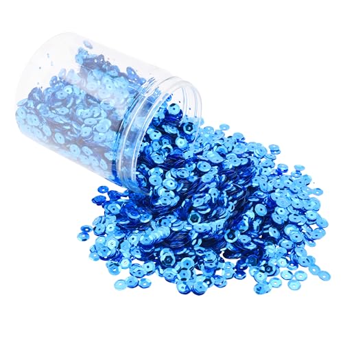 Mandala Crafts 20.000 königsblaue Pailletten zum Basteln, 6 mm, runde Pailletten, lose Pailletten in Großpackung zum Nähen, Sticken, glänzende Bastelspangles mit Löchern für Party und Heimdekoration von Mandala Crafts