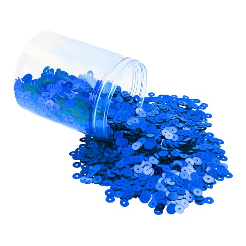 Mandala Crafts 20.000 königsblaue Pailletten zum Basteln, 6 mm, runde flache Pailletten, lose Pailletten in Großpackung zum Nähen, Sticken, glänzende Bastelspangles mit Löchern für Heimdekoration von Mandala Crafts