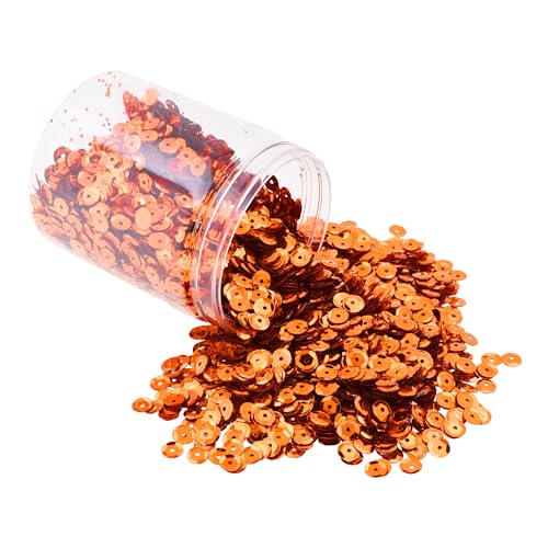 Mandala Crafts 20.000 orangefarbene Pailletten zum Basteln, 6 mm, runde Pailletten, lose Pailletten in Großpackung zum Nähen, Sticken, glänzende Bastelspangles mit Löchern für Party und Heimdekoration von Mandala Crafts