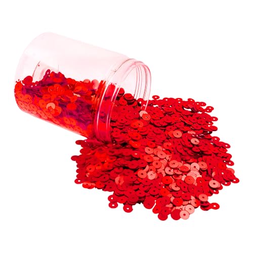 Mandala Crafts 20.000 rote Pailletten zum Basteln – 6 mm runde flache Pailletten, lose Pailletten in Großpackung zum Nähen, Sticken, glänzende Bastelspangles mit Löchern für Heimdekoration von Mandala Crafts