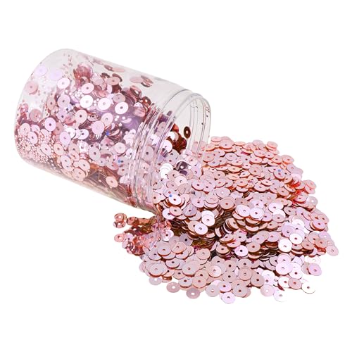 Mandala Crafts 20.000 rotgoldene Pailletten zum Basteln, 6 mm, runde flache Pailletten, lose Pailletten in Großpackung, zum Nähen, Sticken, glänzende Bastelspangles mit Löchern für Party- und von Mandala Crafts
