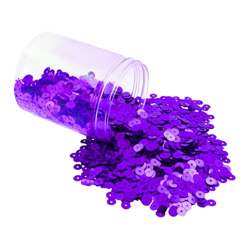 Mandala Crafts 20.000 violette Pailletten zum Basteln – 6 mm runde flache Pailletten, lose Pailletten in Großpackung zum Nähen, Sticken, glänzende Bastelspangles mit Löchern für Heimdekoration von Mandala Crafts
