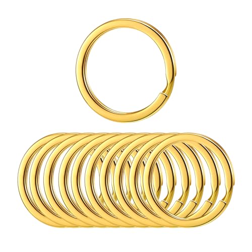Mandala Crafts 3,2 cm Metall-Schlüsselanhänger – 50 Stück, robust, rostbeständig, Gold, flach, geteilt, Schlüsselringe für Zuhause, Büro, Autoschlüssel, Haustiermarken, Handwerk und Schlüsselanhänger von Mandala Crafts