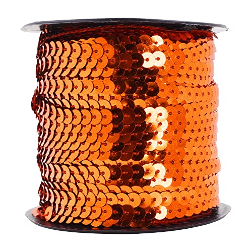Mandala Crafts 91,4 m, orangefarbene Paillettenstreifen auf einer Rolle, flache Pailletten, Besatz, Band, Paillettenschnur, Spule von Yard zum Nähen, Kostüme, Basteln, Verzierungen und Dekorationen von Mandala Crafts