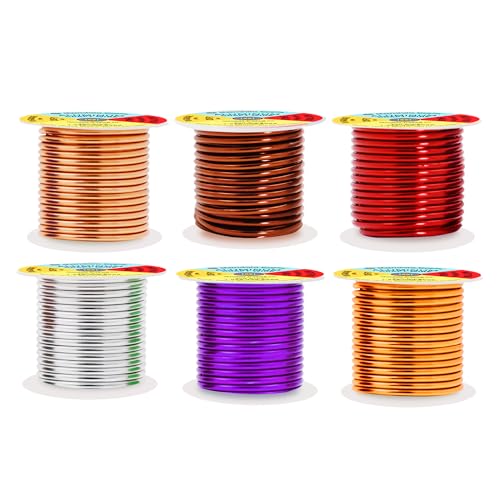 Mandala Crafts Basteldraht aus eloxiertem Aluminium, 10 Gauge (10 Gauge), für Schmuckherstellung, 3,7 m, bunt, flexibel, Silber, Kupfer, Lila, Gold, Braun, Rot, biegbar für Bonsai-Anker-Bastelarbeiten von Mandala Crafts
