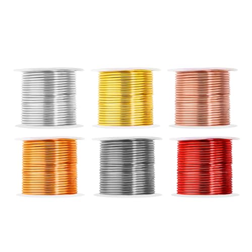 Mandala Crafts Basteldraht aus eloxiertem Aluminium, 13 Gauge, für Schmuckherstellung, 90 m, bunt, flexibel, Silber, Kupfer, Hellgold, Grau, Gold, Rot, biegbar, für Bonsai-Armatur, Basteln von Mandala Crafts