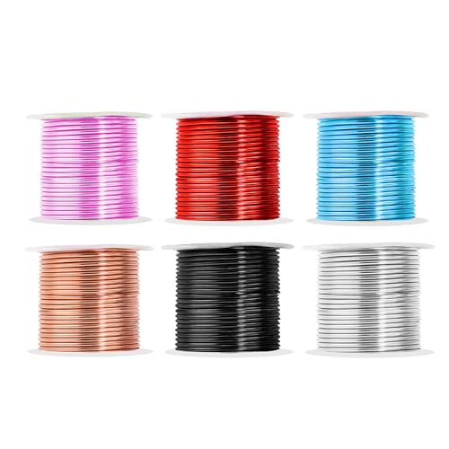 Mandala Crafts Basteldraht aus eloxiertem Aluminium, 13 Gauge, für Schmuckherstellung, 90 m, bunt, flexibel, Silber, Kupfer, Schwarz, Rosa, Eisblau, Rot, biegbar für Bonsai-Anker-Bastelarbeiten von Mandala Crafts