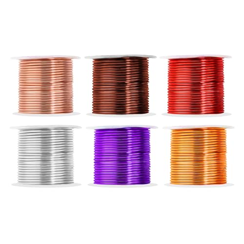 Mandala Crafts Basteldraht aus eloxiertem Aluminium, 13 Gauge (13 Gauge) – 90 m, bunt, flexibel, Silber, Kupfer, Lila, Gold, Braun, Rot, biegbar für Bonsai-Anker-Bastelarbeiten, Modellierung von Mandala Crafts