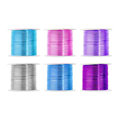 Mandala Crafts Basteldraht aus eloxiertem Aluminium, 13 Gauge (13 Gauge) – 90 m, bunt, flexibel, silberfarben, Lavendel, Lila, Rosa, Eisblau, Türkis, biegbar für Bonsai-Anker-Bastelarbeiten von Mandala Crafts