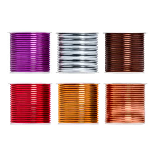 Mandala Crafts Basteldraht aus eloxiertem Aluminium, 14 Gauge (1,6 mm) – 100 m, bunt, flexibel, Silber, Kupfer, Lila, Gold, Braun, Rot, biegbar für Bonsai-Anker-Bastelarbeiten, Modellierung von Mandala Crafts