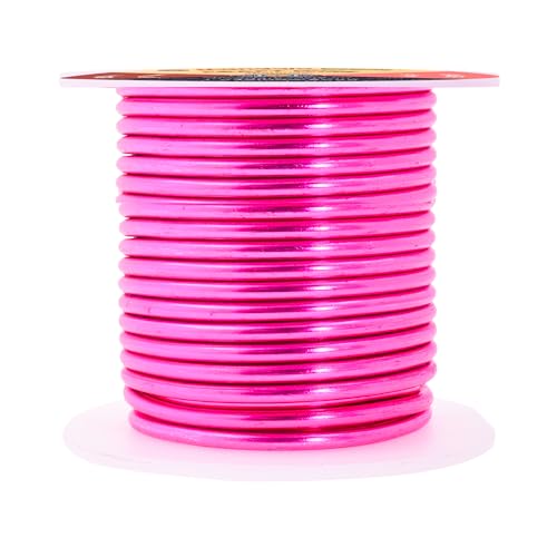Mandala Crafts Basteldraht aus eloxiertem Aluminium, 8 Gauge (8 Gauge), für Schmuckherstellung, 90 m, farbiger, flexibler Draht in Hot Pink, biegbar für Bonsai-Armaturen, Basteln, Modellieren von Mandala Crafts