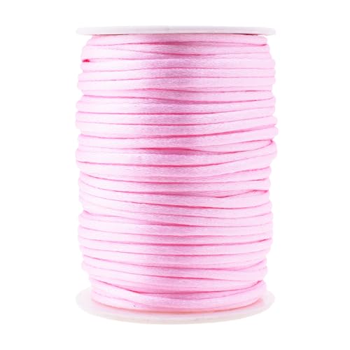 Mandala Crafts Nylon-Satin-Kordel – rosa Rattail 3 mm Schnur – 45,7 m für Armband-, Halsketten- und Schmuckherstellung von Mandala Crafts