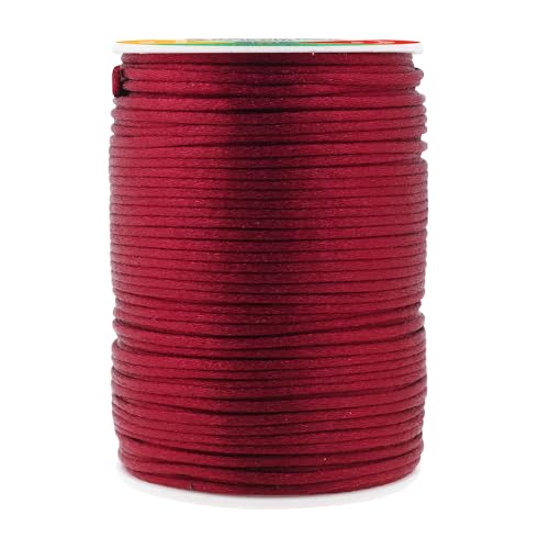 Mandala Crafts Nylon-Satinschnur, 2 mm, Burgunderrot, 91,4 m, Chihese Knotenschnur für Armband, Halskette, Schmuckherstellung, Makramee-Besatz von Mandala Crafts