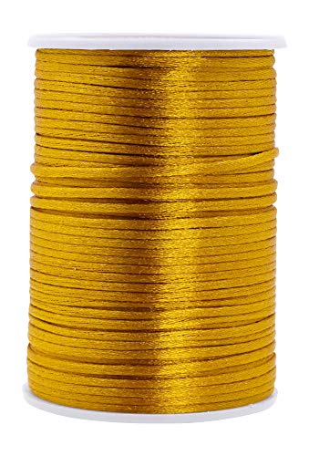 Mandala Crafts Satin-Rattail-Schnur aus Nylon für chinesische Knoten, Makramee, Besätze, Schmuckherstellung, dicke Gold, 2 mm Mandala Crafts Satin-Rattail-Schnur aus Nylon für chinesische Knoten, Makramee, Besätze, Schmuckherstellung, dicke Gold, 2 mm von Mandala Crafts
