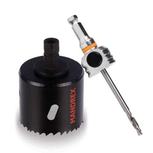 Mandrex | Bi-Metall Lochsäge EasyXcut M3 mit 45 mm Schnitttiefe für Stahl, Eisen, Holz, & PVC | MHB3Q0060B + MX200024B | Ø 60 mm von Mandrex Smart tools for every job