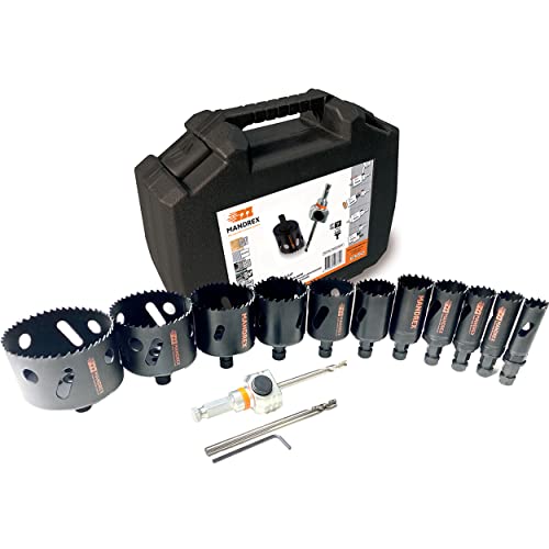 Mandrex | Lochsägen Set MHSD1002B EasyXcut 15-teilig Bi-Metall mit 45 mm Schnitttiefe für Stahl, Holz & PVC | Ø 20-76 mm von Mandrex Smart tools for every job