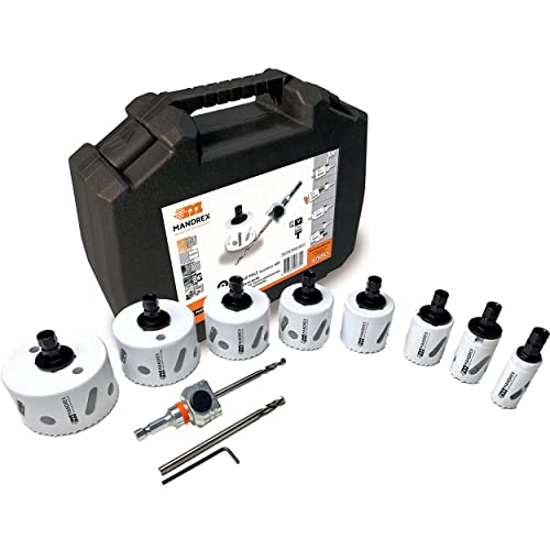 Mandrex | Lochsägen Set MHSD1003E SpeedXcut 12-teilig Bi-Metall 8% Kobaltlegierung, 45 mm Schnitttiefe, für Edelstahl | Ø 25-86mm von Mandrex Smart tools for every job