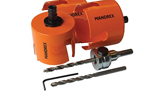 Mandrex | Lochsägen Starter Set SuperXcut mit One Klick Aufnahme für Holz, MDF, Gipskarton & PVC Ø 60, 68 & 80 mm | MX200053B von Mandrex Smart tools for every job