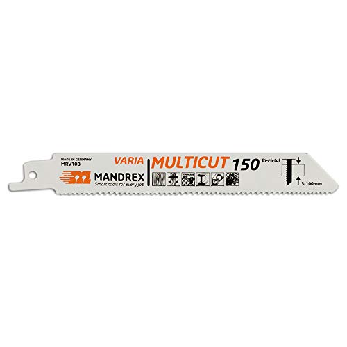 Mandrex | Säbelsägeblatt MULTICUT Vaira MRV10B 1,8-2,5 mm Tigersägeblatt für Bleche und Holz mit Nägeln | 150 mm | 2er Set von Mandrex Smart tools for every job