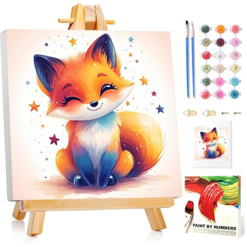 Fuchs Malen Nach Zahlen Kinder mit Rahmen, Malen nach zahlen kinder ab 5 6 7 8 9 10 Jahre, Malset mit Rahmen, Pinsel und Acrylfarben, Geschenk für Mädchen und Jungen, mit Glitzer 20x20cm Fuchs Malen Nach Zahlen Kinder mit Rahmen, Malen nach zahlen kinder ab 5 6 7 8 9 10 Jahre, Malset mit Rahmen, Pinsel und Acrylfarben, Geschenk für Mädchen und Jungen, mit Glitzer 20x20cm von Mandun Art