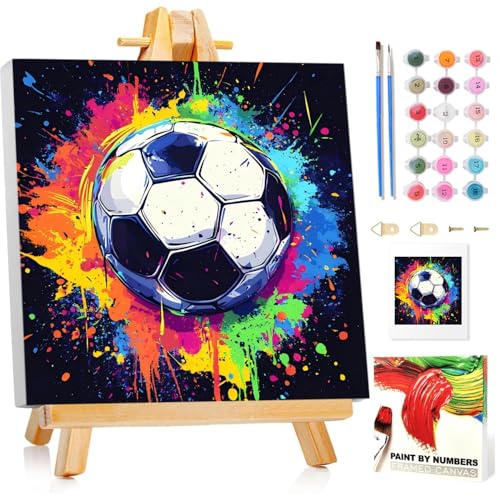 Fußball Malen Nach Zahlen Kinder mit Rahmen, Malen nach zahlen kinder ab 5 6 7 8 9 10 Jahre, Malset mit Rahmen, Pinsel und Acrylfarben, Geschenk für Mädchen und Jungen, mit Glitzer 20x20cm Fußball Malen Nach Zahlen Kinder mit Rahmen, Malen nach zahlen kinder ab 5 6 7 8 9 10 Jahre, Malset mit Rahmen, Pinsel und Acrylfarben, Geschenk für Mädchen und Jungen, mit Glitzer 20x20cm von Mandun Art