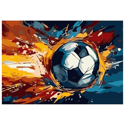 Fußball Malen nach Zahlen, Malen nach Zahlen Erwachsene, Paint by Numbers Adult, DIY Handgemalt Ölgemälde für Home Décor Geschenk 40x50cm von Mandun Art