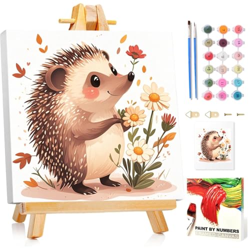 Igel Malen Nach Zahlen Kinder mit Rahmen, Malen nach zahlen kinder ab 5 6 7 8 9 10 Jahre, Malset mit Rahmen, Pinsel und Acrylfarben, Geschenk für Mädchen und Jungen, mit Glitzer 20x20cm Igel Malen Nach Zahlen Kinder mit Rahmen, Malen nach zahlen kinder ab 5 6 7 8 9 10 Jahre, Malset mit Rahmen, Pinsel und Acrylfarben, Geschenk für Mädchen und Jungen, mit Glitzer 20x20cm von Mandun Art