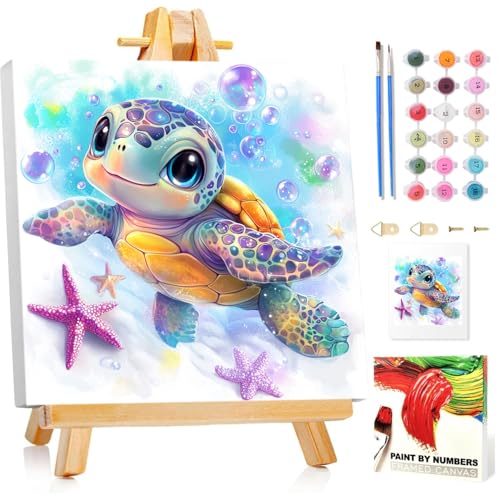 Meeresschildkröten Malen Nach Zahlen Kinder mit Rahmen, Malen nach zahlen kinder ab 5 6 7 8 9 10 Jahre, Malset mit Rahmen, Pinsel und Acrylfarben, Geschenk für Mädchen und Jungen, mit Glitzer 20x20cm Meeresschildkröten Malen Nach Zahlen Kinder mit Rahmen, Malen nach zahlen kinder ab 5 6 7 8 9 10 Jahre, Malset mit Rahmen, Pinsel und Acrylfarben, Geschenk für Mädchen und Jungen, mit Glitzer 20x20cm von Mandun Art
