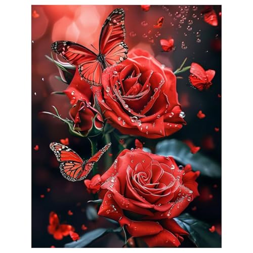 Rose Diamond Painting Erwachsene rote Rose Diamant Painting Full DIY Diamant Kunst Malerei Stickerei Set Home Wand Dekor Geschenk 30x40cm Rose Diamond Painting Erwachsene rote Rose Diamant Painting Full DIY Diamant Kunst Malerei Stickerei Set Home Wand Dekor Geschenk 30x40cm von Mandun Art