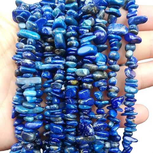 Manekieko Natürliche Lapis Lazuli 5-10mm Unregelmäßige Tumbled Chip Perlen Für Die Schmuckherstellung, Heilung Kristall Gebohrt Lose Bead Strand DIY Craft Supplies(2 Stränge) von Manekieko