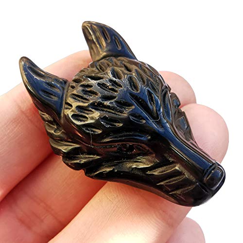 Manekieko Natürlicher Schwarzer Obsidian 40mm Wolfskopf Taschenkristalle Und Heilsteinfigur, Haped DIY – Schmuckanhänger Manekieko Natürlicher Schwarzer Obsidian 40mm Wolfskopf Taschenkristalle Und Heilsteinfigur, Haped DIY – Schmuckanhänger von Manekieko