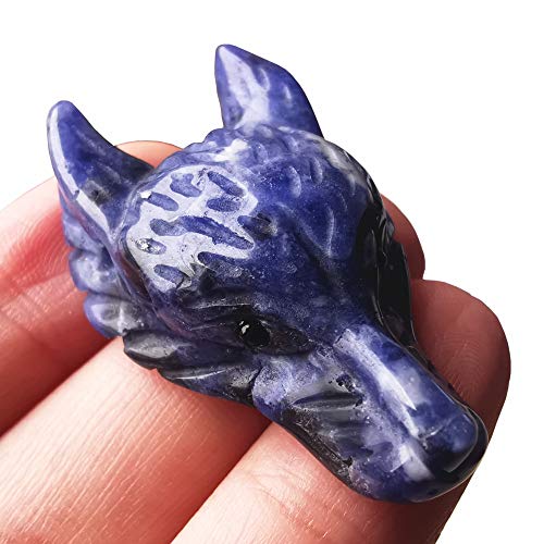 Manekieko Natürlicher Sodalith 40mm Wolfskopf Taschenkristalle Und Heilsteinfigur, Haped DIY – Schmuckanhänger Manekieko Natürlicher Sodalith 40mm Wolfskopf Taschenkristalle Und Heilsteinfigur, Haped DIY – Schmuckanhänger von Manekieko