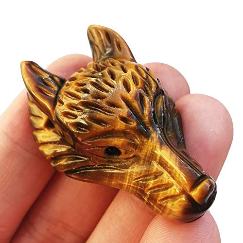 Manekieko Natürlicher Tigerauge 40mm Wolfskopf Taschenkristalle Und Heilsteinfigur, Haped DIY – Schmuckanhänger Manekieko Natürlicher Tigerauge 40mm Wolfskopf Taschenkristalle Und Heilsteinfigur, Haped DIY – Schmuckanhänger von Manekieko