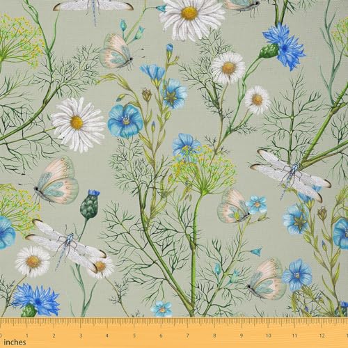 Aquarell-Blumenstoff, Blätter, Pflanze, rustikaler Stil, Polsterstoff für Stühle, Sofa, Nähen, Schmetterling, Libelle, Tier, wasserdichter Stoff für Polster und Heimwerker-Projekte, 91 cm Aquarell-Blumenstoff, Blätter, Pflanze, rustikaler Stil, Polsterstoff für Stühle, Sofa, Nähen, Schmetterling, Libelle, Tier, wasserdichter Stoff für Polster und Heimwerker-Projekte, 91 cm von Manfei